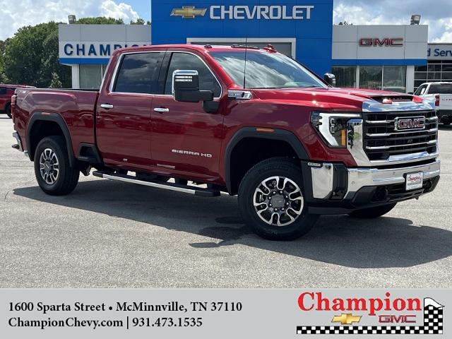 2026 GMC Sierra 2500 HD SLT in Volcanic Red Tintcoat — front three-quarter view